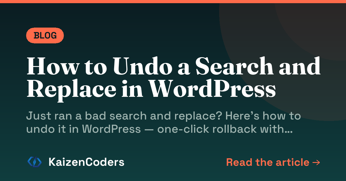 How to Undo a Search and Replace in WordPress